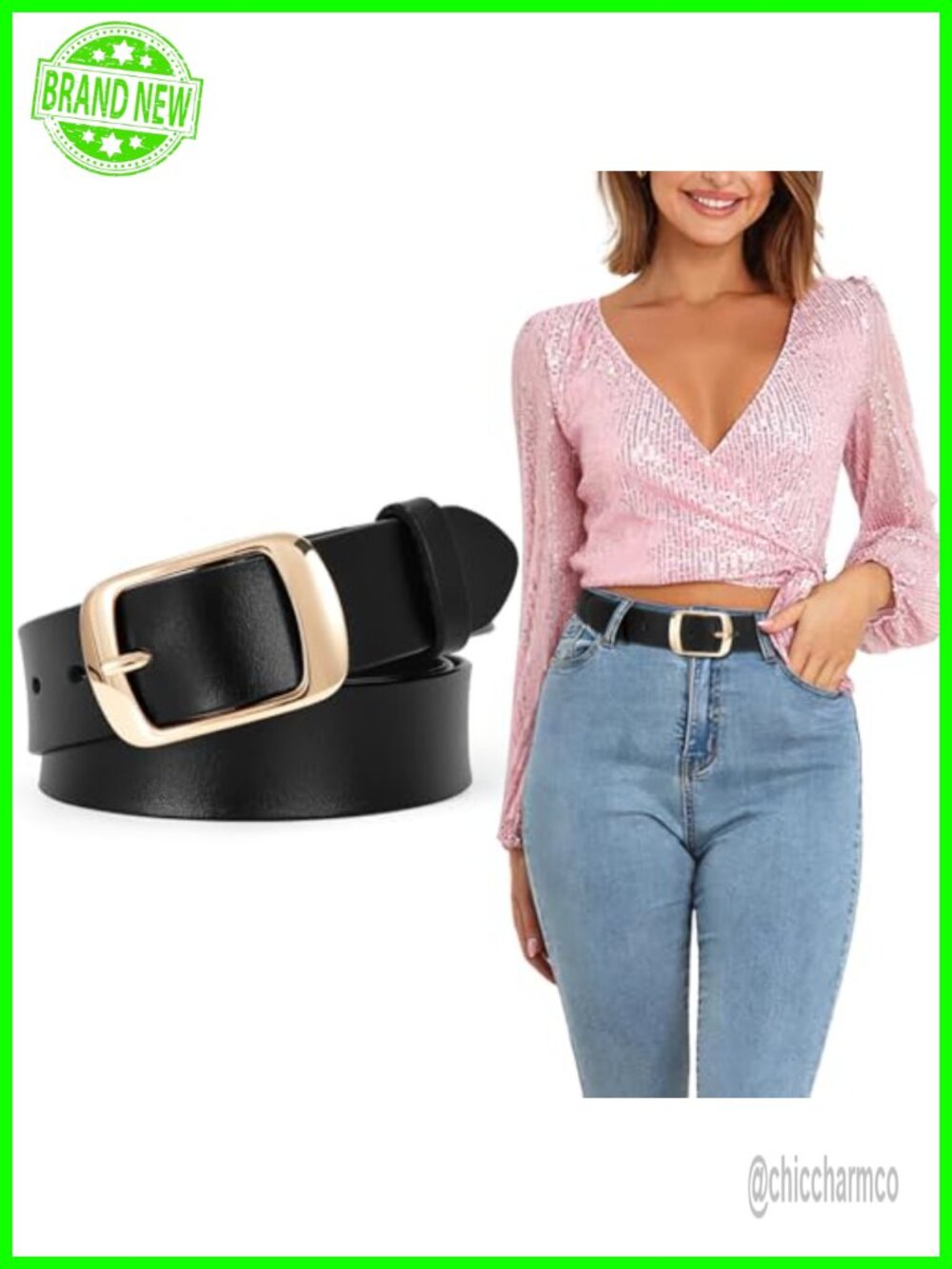 Soft Leather Women's Waist Belt Gold Pin Buckle Adjustable Jeans Pants